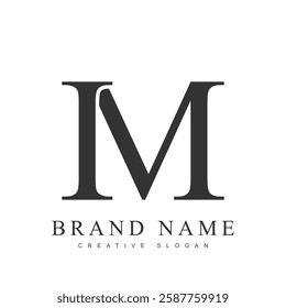 IM trendy logotype template. Initial letter i and m classic font style. Creative logo for company name or identity. Vector illustration.