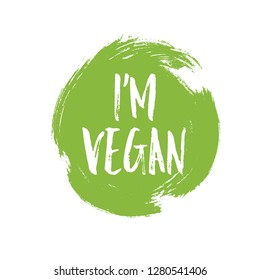 Im Vegan circular green grunge emblem badge