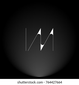 IM White thin minimalist LOGO Design with Highlight on Black Background.
