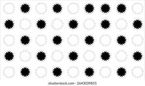 Bild von 2 Vektoren, einer ist Blumen, der andere ist Kreis mit gepunkteten Linien