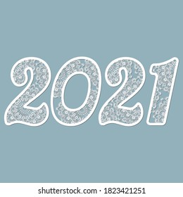 Image 2021. Lasercut. Set template for laser cutting and Plotter. Vector illustration. Pattern for the laser cut, potter and screen printing.