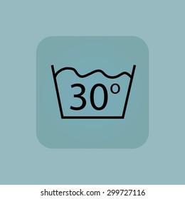 Image of 30 degrees wash sign in square, on pale blue background