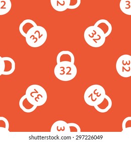 Image of 32 kg dumbbell, repeated on orange background
