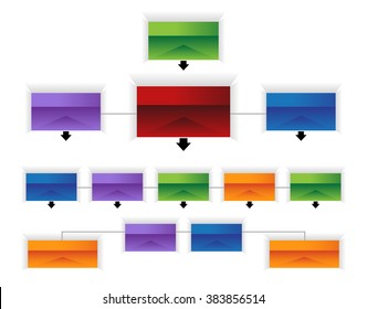 An image of a 3d corporate organizational chart infographic.