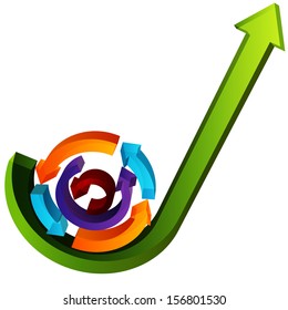 An image of 3d growth process arrows.