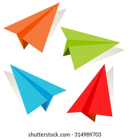 An image of a 3d paper airplane icon set.