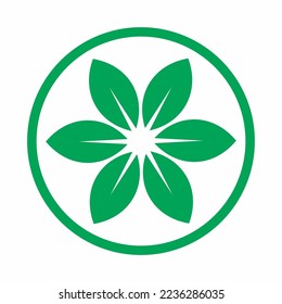 The image of 6 leaves neatly arranged in a circle is framed with a circle symbolizing nature that must be preserved continuously. can be used for community institution logos, herbal icons, company
