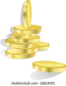 The image of abstract gold coins, no 3d effects (vector)