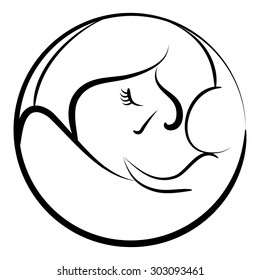 An image of an abstract mother with her newborn child.