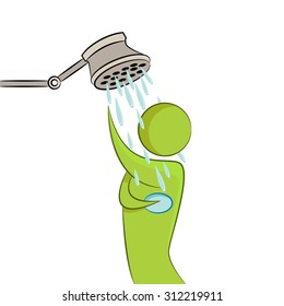 An image of an abstract person taking a shower.
