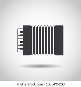 Image of a accordion on a gray background. Linear design