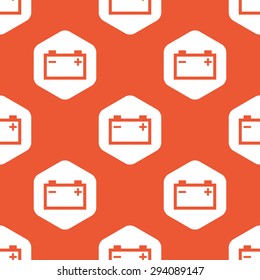 Image of accumulator in white hexagon, repeated on orange background