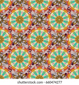 Image for adult coloring books, tattoo, decorate plates, porcelain, ceramics, crockery. Eps 10. Vector Mandala with hand drawn elements and flowers in Arabic, Indian, turkish, pakistan, ottoman motifs