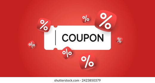 An image to advertise the sale. A poster for advertising discounts. Vector graphics in a modern style. Coupon and bonuses when purchasing an item or registering in the store.