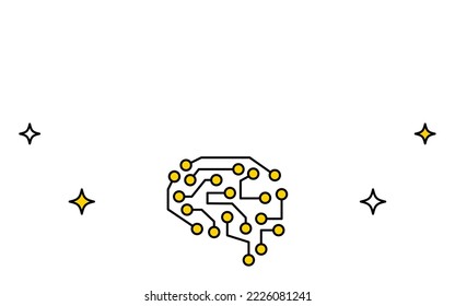 Image of AI, electronic circuits and copy space in the form of a brain