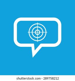 Image of aim in chat bubble, isolated on blue