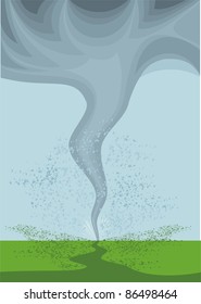 The image of an air tornado moving on a field.