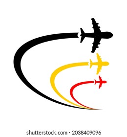 La imagen de un avión en vuelo se utiliza en su lugar como un símbolo de vector.