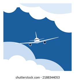 An image of an airplane in the sky among the clouds.