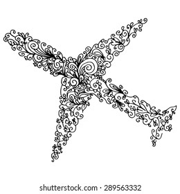 An image of an airplane - zentangle style.