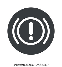 Imagen del signo de alerta en círculo negro, aislada en blanco