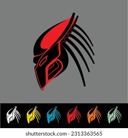 Image of Alien Predator, AvP Hunter in red and black colors. vector illustration
