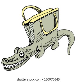 An image of an alligator handbag.