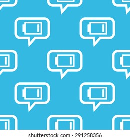 Image of almost discharged battery in chat bubble, repeated on blue background