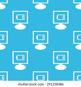 Image of almost discharged battery on screen, repeated on blue background