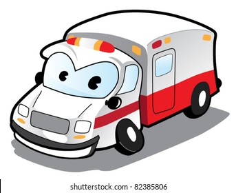 Image of ambulance car cartoon character. See my portfolio for other cartoon vehicle