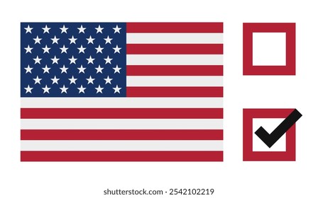 Una Imagen de la bandera americana. Elecciones en Estados Unidos. Elección Americana. EPS 10.