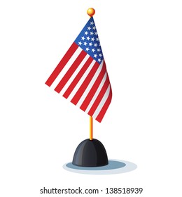 Image of the American flag on the stand.