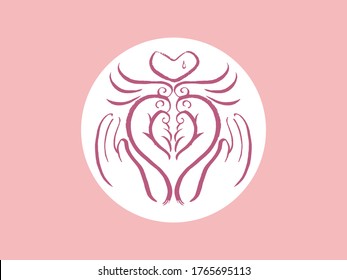 An image of an angel taking mental care. Can be used for logos and icons. Hand drawn vector.