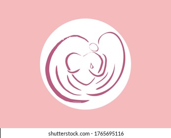 An image of an angel taking mental care. Can be used for logos and icons. Hand drawn vector.