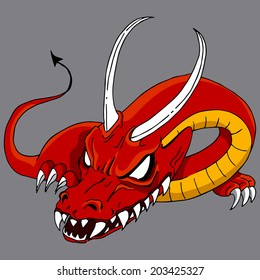 An image of an angry red dragon.