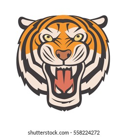 Image of angry tiger head. Vector illustration