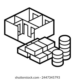 Image of apartment and money. Real estate illustration in isometry style.