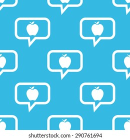 Image of apple fruit in chat bubble, repeated on blue background