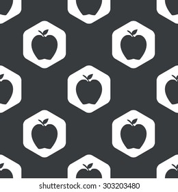 Image of apple fruit in hexagon, repeated on black
