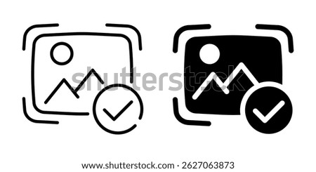 Image approved icon. Linear and silhouette style.