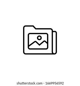 Image archive vector icon in linear, outline icon isolated on white background