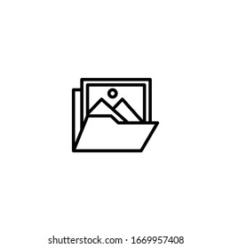 Image archive vector icon in linear, outline icon isolated on white background