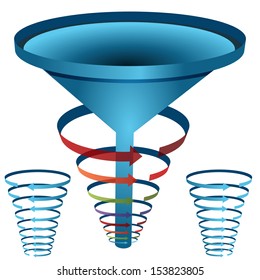 An image of a arrow funnel 3d chart.