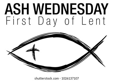 An image of a Ash Wednesday Jesus Christian Fish Symbol isolated on white.