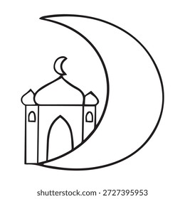 Imagen de la luna creciente y símbolo de la mezquita del Ramadán.
