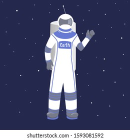 Image of an astronaut from planet Earth in outer space, which shows with a gesture that everything is going according to plan, everything is OK