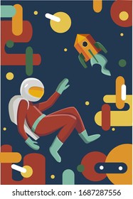 
Image of an astronaut and a rocket. Greeting card for Cosmonautics Day.
Space
