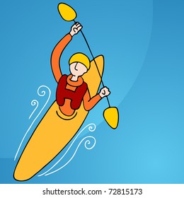 An image of a athletic man rowing in a kayak.