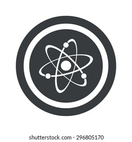 Image of atom in circle, on black circle, isolated on white