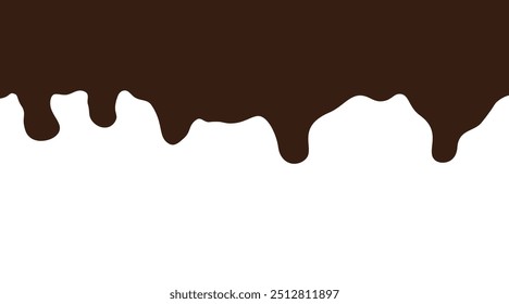 Bild eines Hintergrunds mit Schokoladentröpfchen und -spritzer. Schokoladenwellenhintergrund. Flüssige Schokolade Hintergrund. Dieser abstrakte Schokoladenhintergrund ist perfekt für Ihre kreativen Designs.